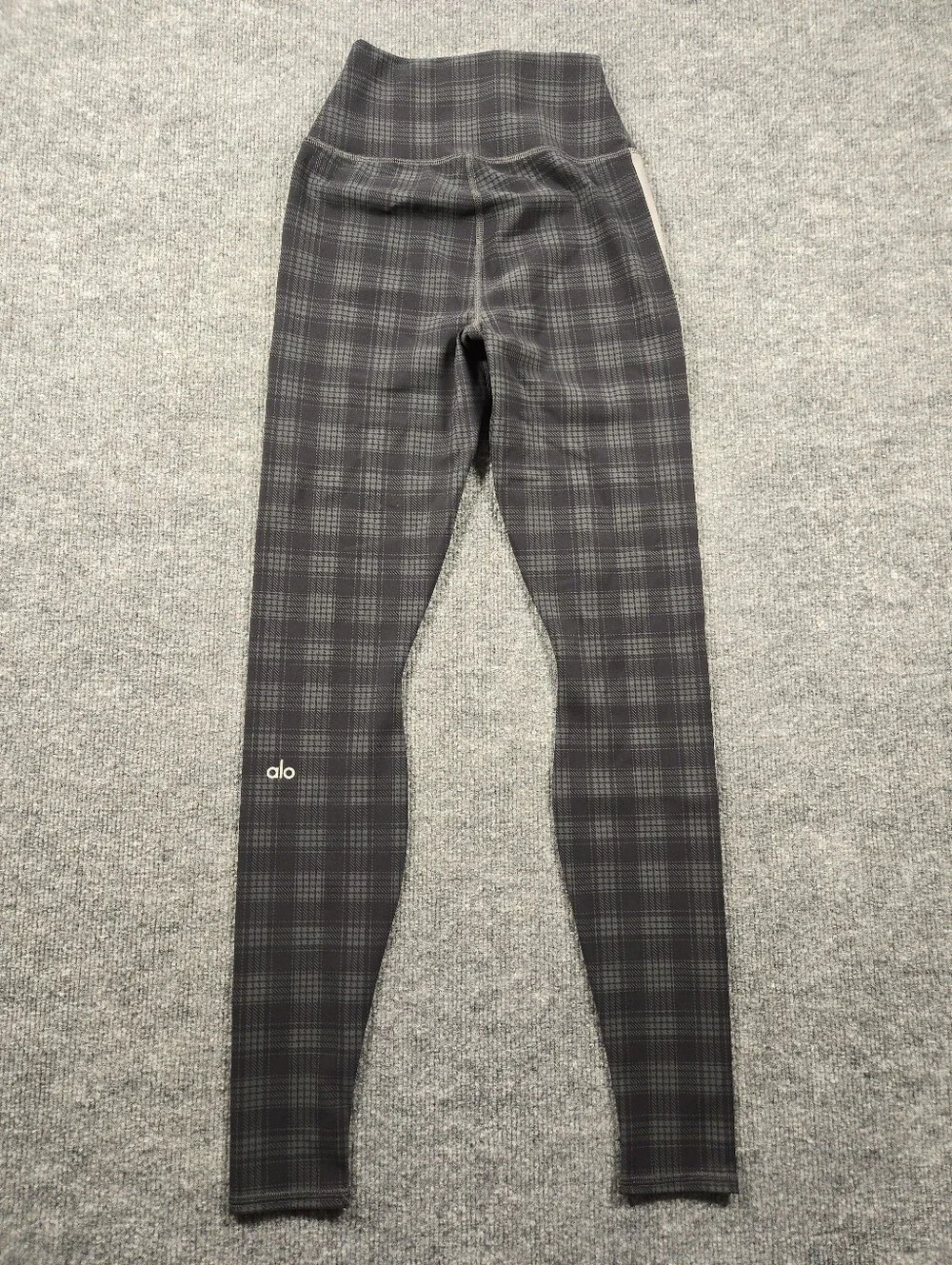 Alo Yoga Vapor High Waisted Plaid Leggings Gray Checked Athletic Yoga Pants XXS